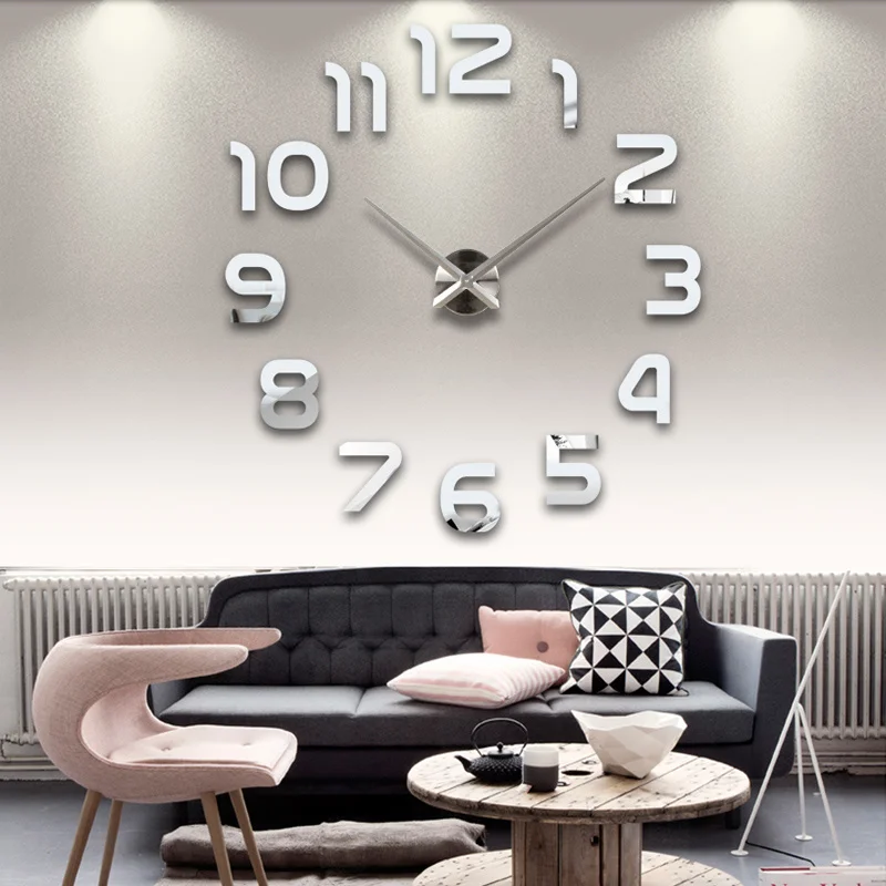 

Wall clock watch clocks horloge 3d diy acrylic mirror Stickers Home Decoration Living Room Quartz Needle
