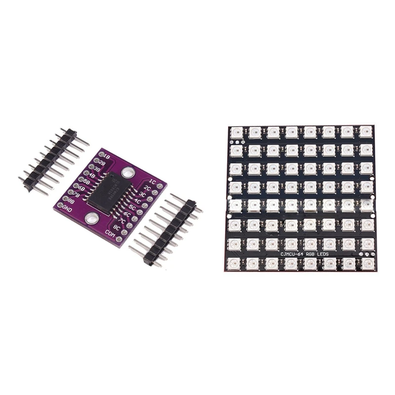 

1 Pcs Darlington Transistor Arrays Driver Breakout Board & 1 Pcs 8X8 64 LED Matrix 5050 RGB Full-Color Driver Board
