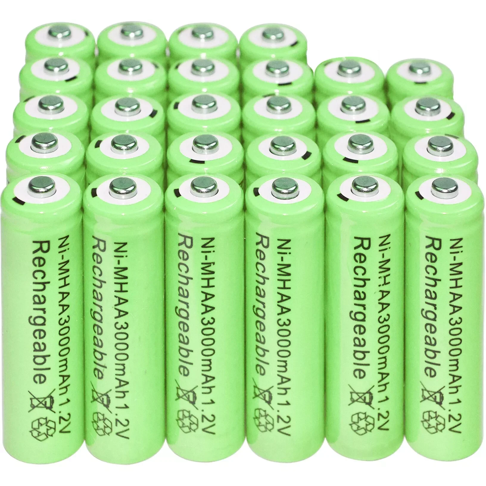 

20pcs AA 1.2V 3000mAh NiMH 1.2v Rechargeable Batteries Green battery Garden Solar Light LED flashlight torch+EU free shipping