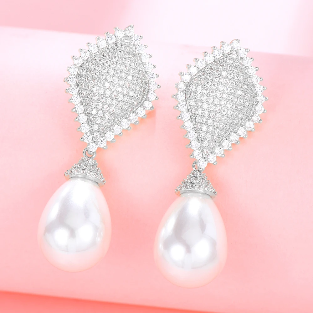 

Женские серьги-подвески GODKI, элегантные серьги с жемчугом и кубическим цирконием для свадебной вечеринки