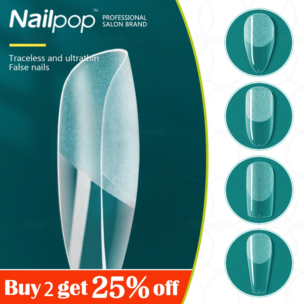 

Nailpop 120pcs Press on False Nails Fake Nails Coffin Semi-Frosted Full Cover Short Nail Gel X Tips Capsule Art Accessories Tool