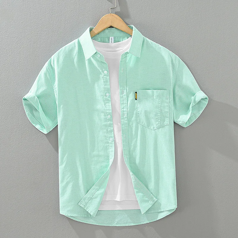 Рубашка мужская повседневная из ткани Оксфорд модная однотонная простая Базовая