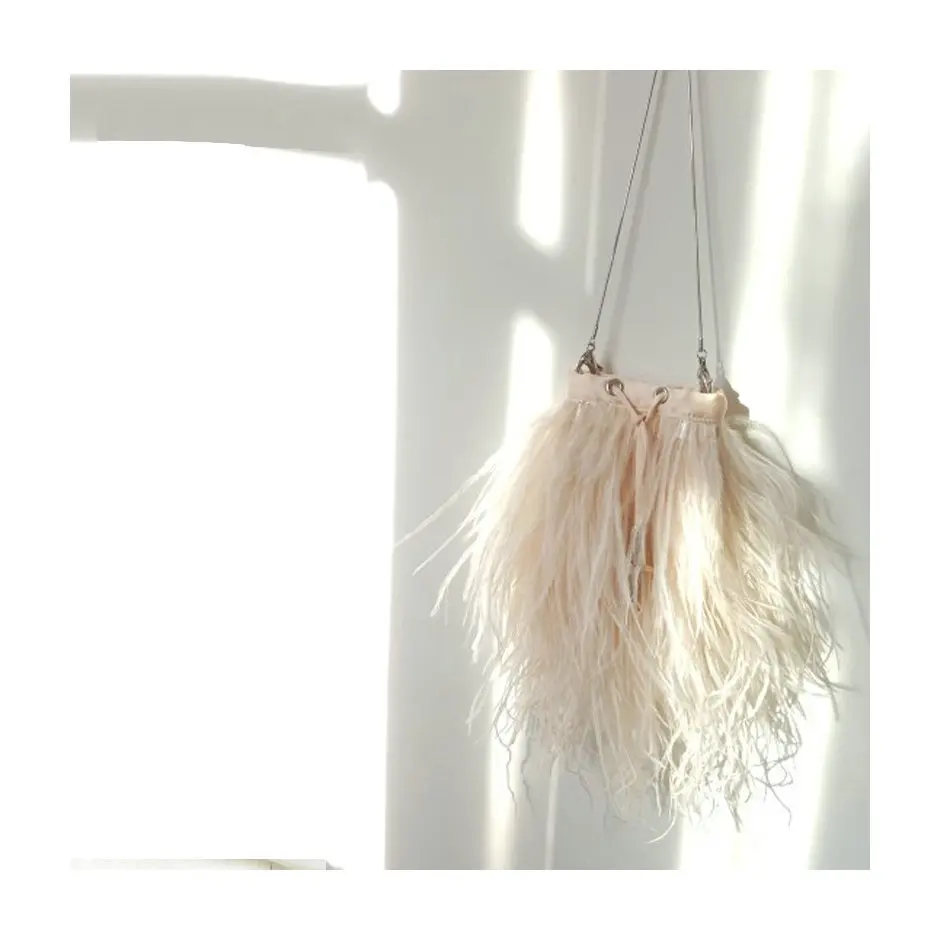 

Luxury Ostrich Feather Evening Clutch Bag Women Banquet Wedding Handbags Purse Female Elegant Party Chain Crossbody Shoulder Bag