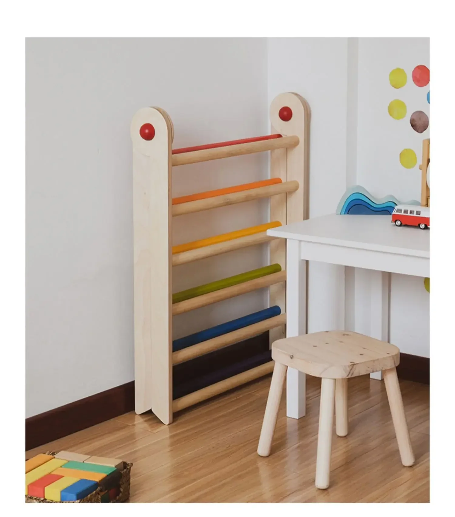 Для двухсторонней горки треугольная лестница мини-альпинизм Березовая складная