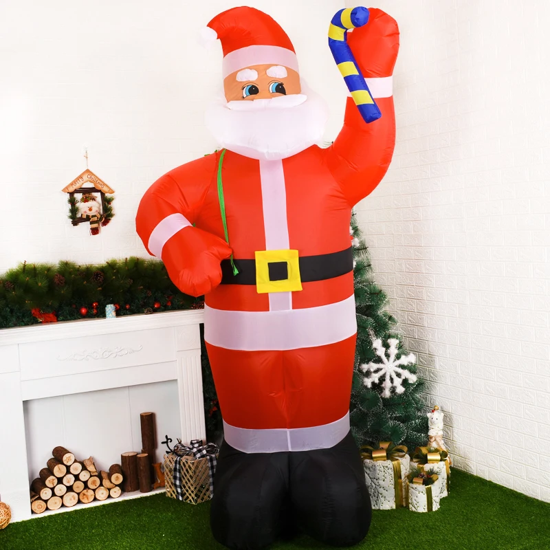 

2.4m Christmas Outdoor Decoration Santa Claus Candy Cane Inflatable Toys New Year Party Home Garden Inflatable Model Decor Props