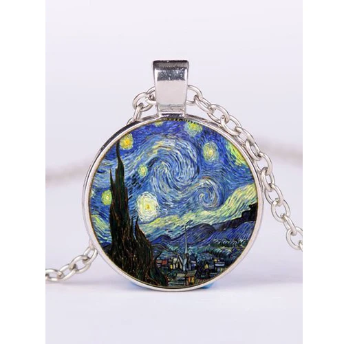 

Starlight Night Handmade Souvenir Pendant - Impressionist Glass Art Photo Pendant Necklace Accessories Wholesale