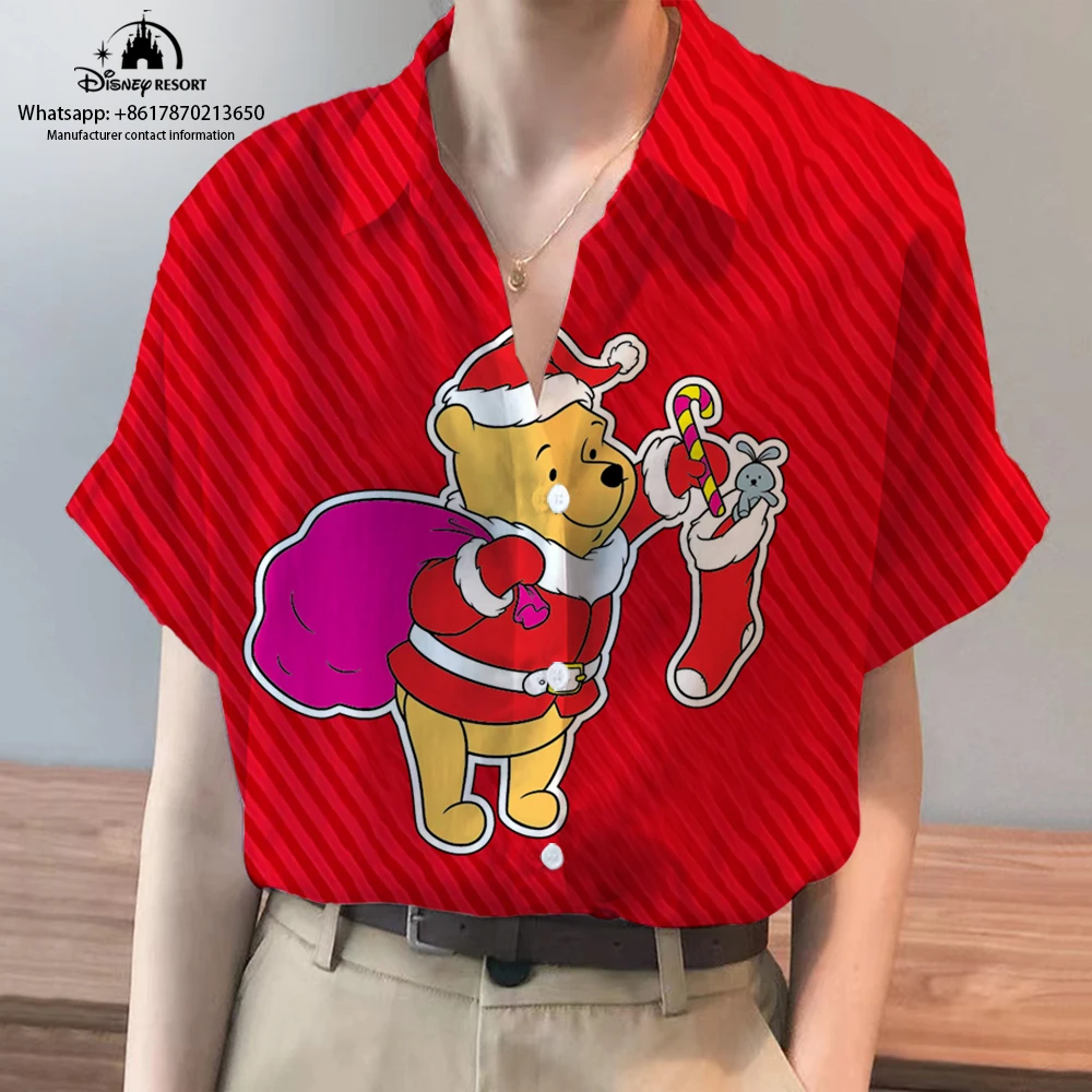 Рождественская Новинка брендовые рубашки с коротким рукавом Винни-пух и Микки