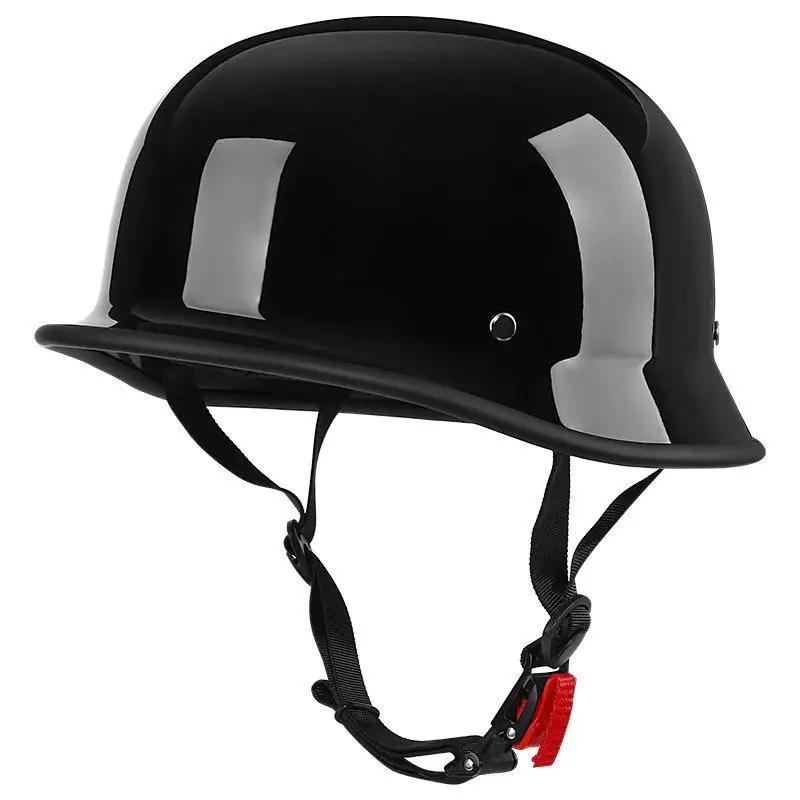 

Men Women Motorcycle Riding Helmet Summer Electric Bike Safety Half Helmet 55-60cm Head Circumference Retro Matte Bright Black