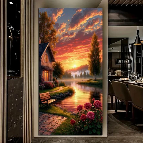 Алмазная живопись Fatcat "Снежная гора, озеро, пейзаж"