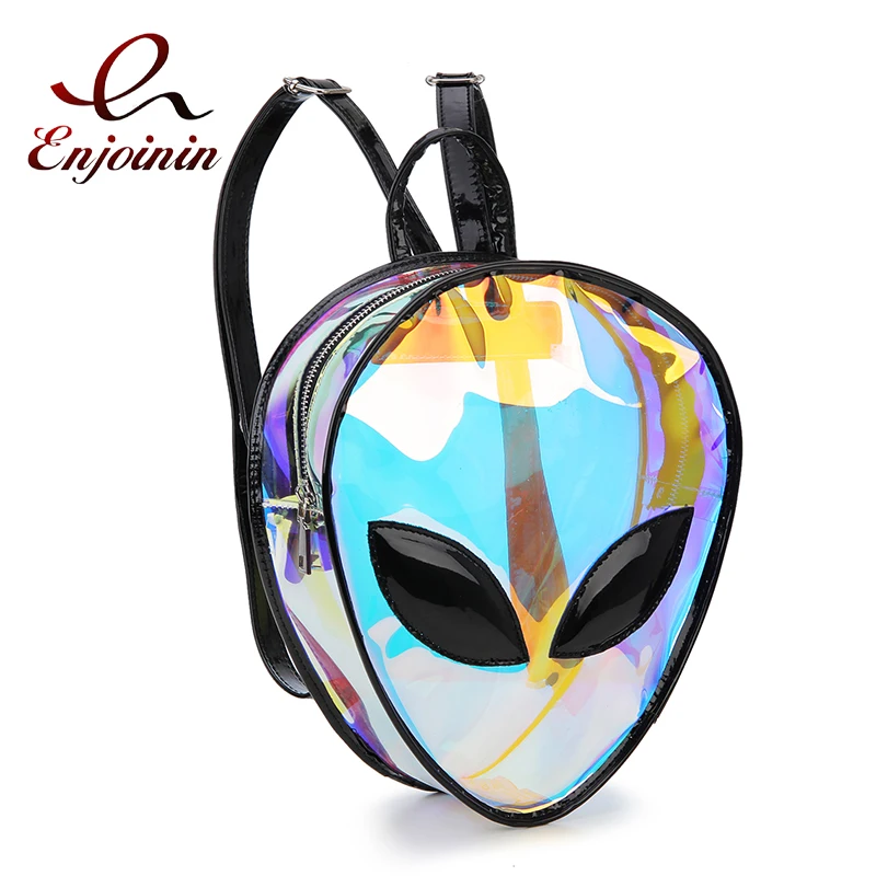 Laser Alien Design Women Backpack Fashion Novelty Girls School Bag for Teenagers Holographic Female Clear Mini Travel Backpack