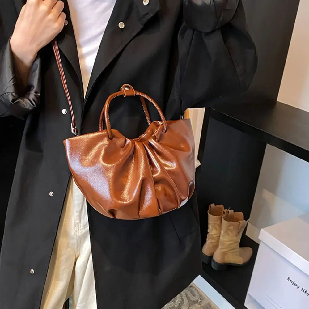 Осенняя винтажная кожаная сумка с масляным воском складная классическая ретро