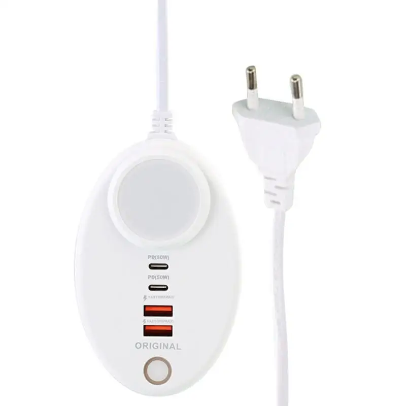 

Smart USB Charger 4 Port USB Multiport Charger Station With Touch Light Dual USB Dual Type-C PD20W Rapid Oval USB Power Hub