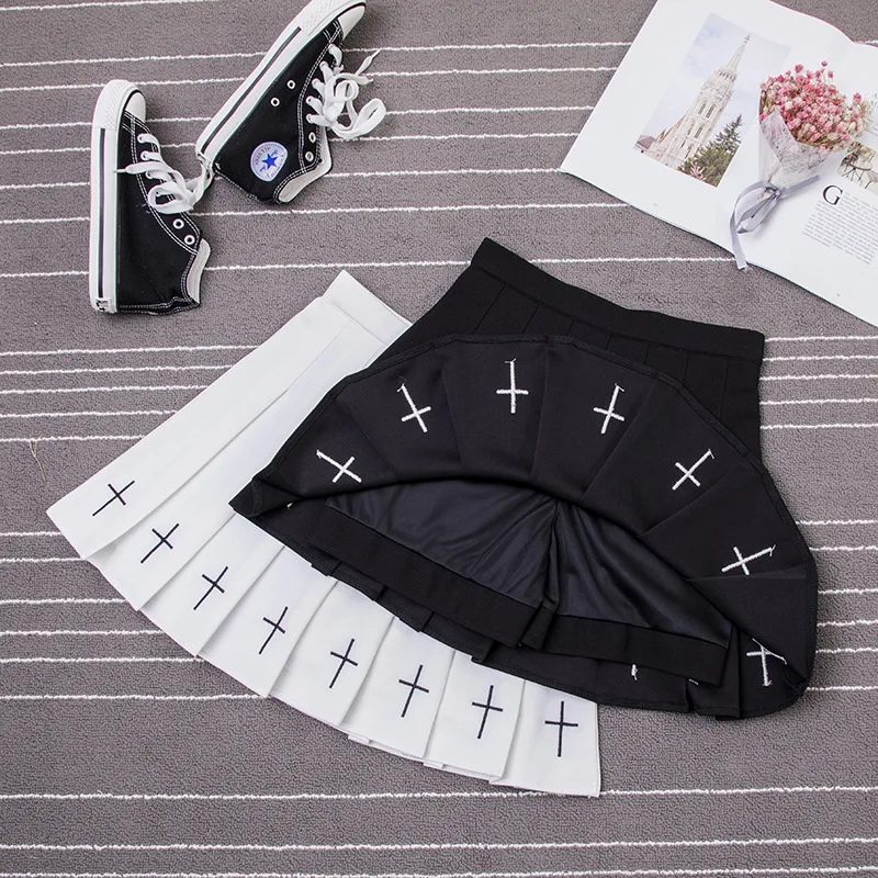 Women High Waist Mini Black Punk Skirt Y2k Aesthetic Skirts Streetwear Japanese Harajuku Rock Pleated Costume For Goth New | Женская