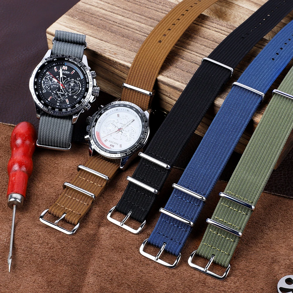 

Retro Ribbed Watch Strap 20Mm 22Mm Rugged Nylon Military Straps Retro Watchband Braid Ballistic Fabric Bands