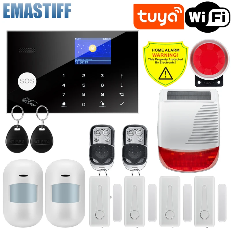 

Touch Keypad Tuya WIFI GSM Home Burglar Security Wireless Wire Alarm System Motion Detector APP Control Fire Smoke Detector