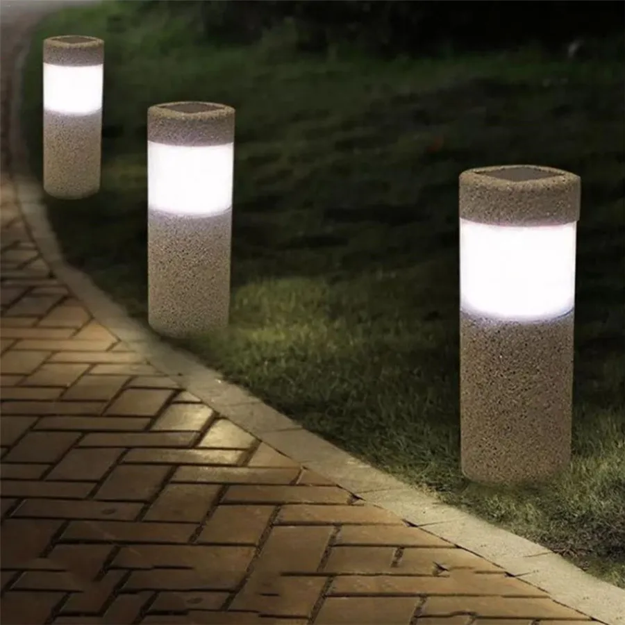 

Solar Led Lawn Light Solar Powered Stone Pillar Light Outdoor Garden Pathway Light Waterproof Patio Courtyard Landscape Lamp