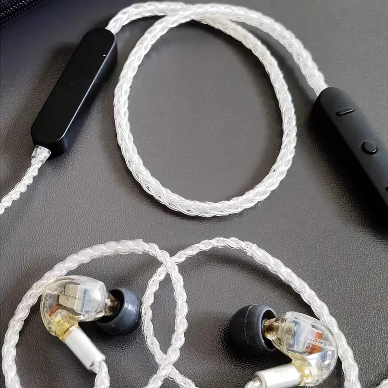 

LDAC 8 нитей посеребренных Bluetooth 5,1 наушников обновленный кабель ручной работы плетеный сменный провод AKG N5005 QDC IEMs KZZSX