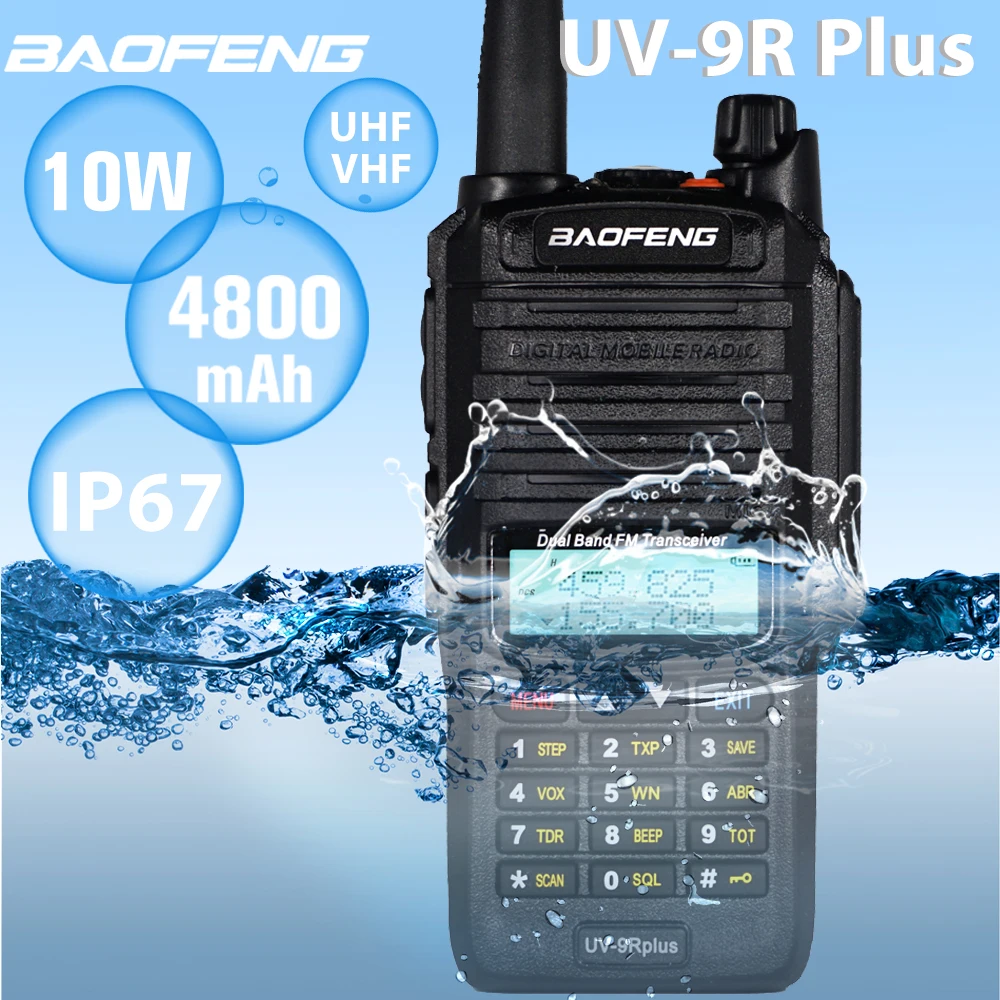 

Рация Baofeng UV-9R Plus, водонепроницаемая, 10 Вт, Пылезащитная, двойная УКВ/УВЧ, FM-приемопередатчик UV9R Plus