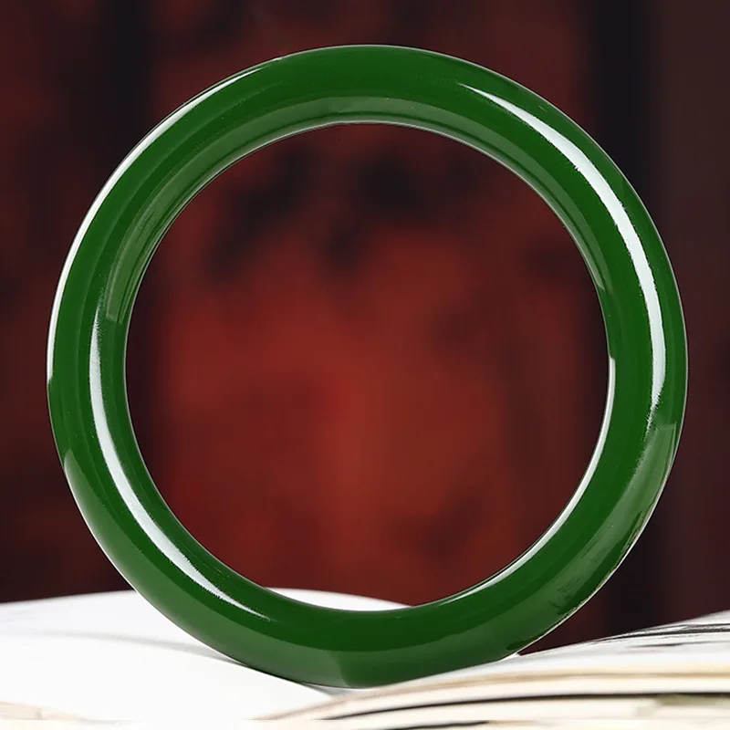 

Spinach Green Jade Round Bar Bracelet Women's Popular Versatile Bracelet