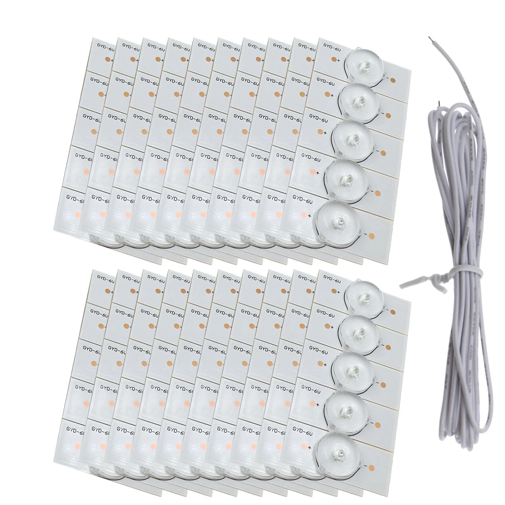 

100PCS 6V SMD LED Light Beads with Optical Lens Fliter Cable Wire for 32-65 Inch TV Repair Led Strip Light Backlight