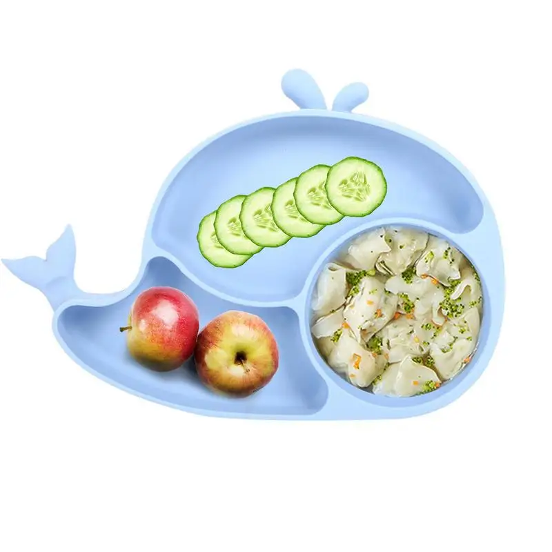 

Тарелки для кормления для малышей, тарелка на присоске с 3 отсеками, тарелка для кормления в форме Кита с мультяшным рисунком, аксессуары для кормления детей