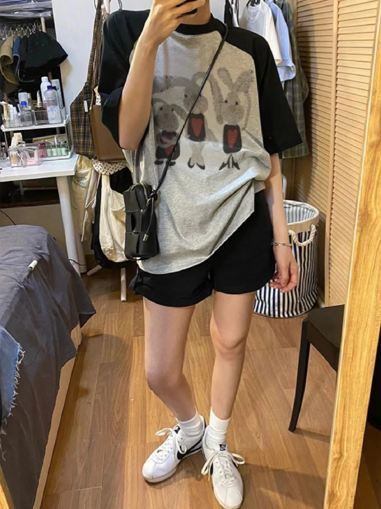 

Футболка женская хлопковая с круглым вырезом, свободная рубашка с принтом графического кролика, одежда в стиле Харадзюку, стиль гранж, y2k, на...