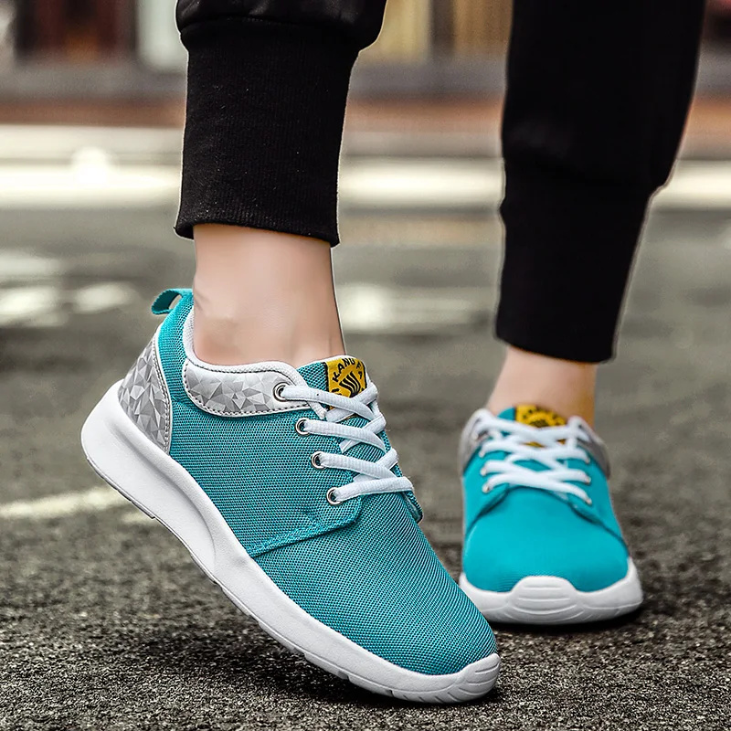 

Кроссовки женские на шнурках, симпатичные, не кожаные, Повседневная безопасная амортизирующая обувь, лоферы для тенниса, Размер 4