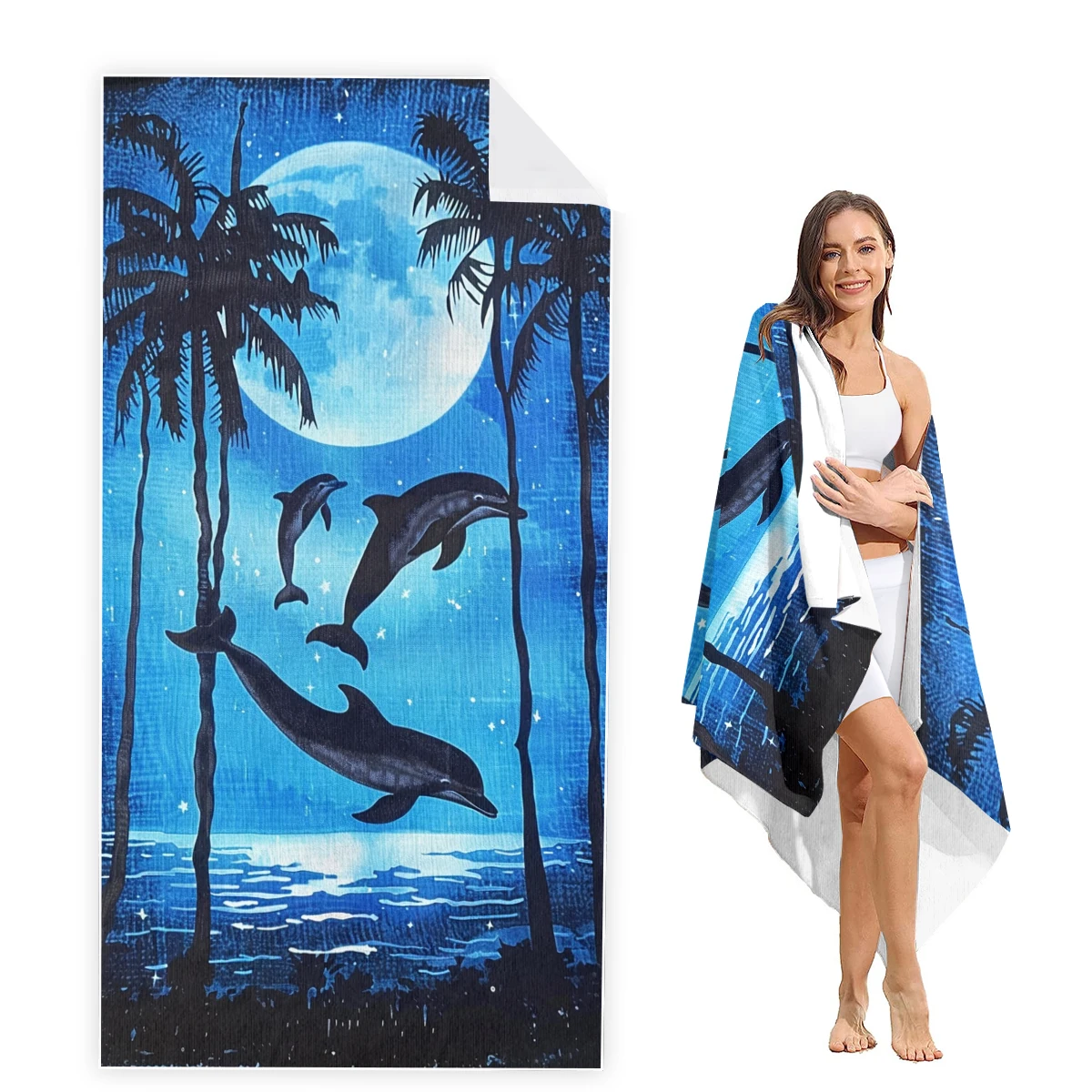 Пляжное полотенце в стиле дельфина большого размера толстое пляжное из