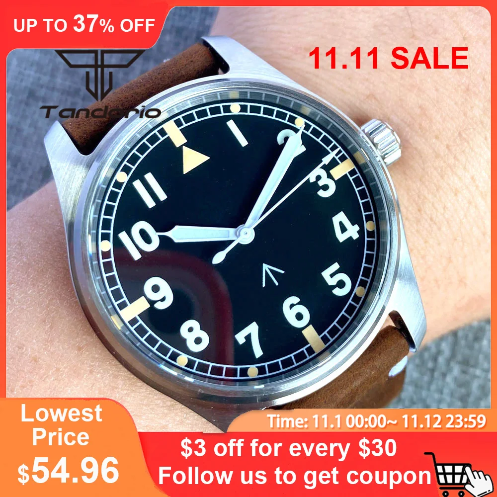 Продажа Автоматический мужской зеленый циферблат, кожаный ремешок, шпилька, застежка, тандорио 20 бар 39 мм PT5000 NH35