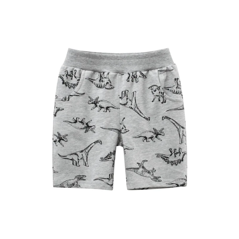 

2022 Summer Cartoon Gray Dinosaur Shorts for Boys Children Sport Pants Mid Waist Casual Short Beachwear Kids Bottoms Droppshing