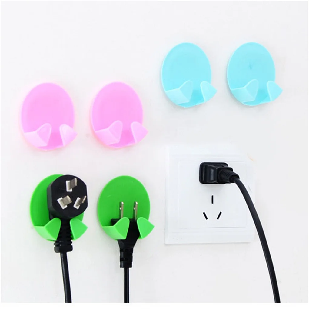 

2 Pieces Bathroom Kitchen Wall Hooks Self-adhesive Detachable Hanger Punch-free Holders Accessories Color Random