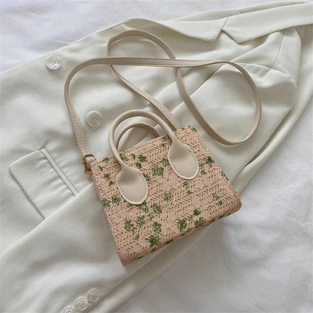 

Женская модная сумка через плечо, соломенный холщовый маленький кошелек с цветочным принтом, сумка-мессенджер, повседневная женская сумка ...