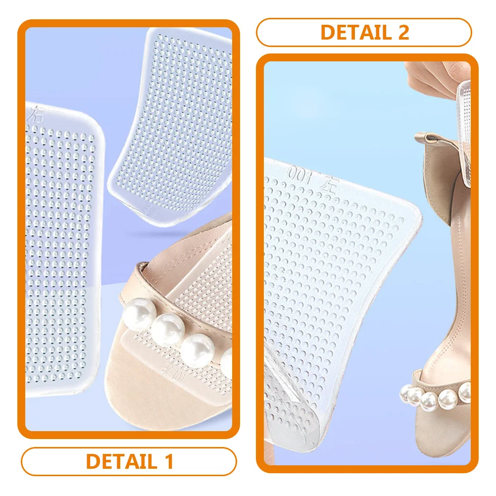 6 Pairs High Heel Toe Pads Anti-slip Insole Heels 7.5x6.2x0.35cm Forefoot Transparent Gel Protection Insoles Miss images - 6