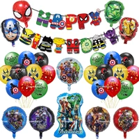 super hero party supplies spiderman hulk iron man foil latex balloon happy birthday banner decor ballons boy child cake topper