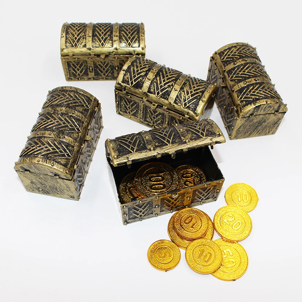 

10pcs Vintage Organizer Party Jewelry Storage Festival Children Gift Pirate Mini Home Decor Treasure Chest Trinket Accessories