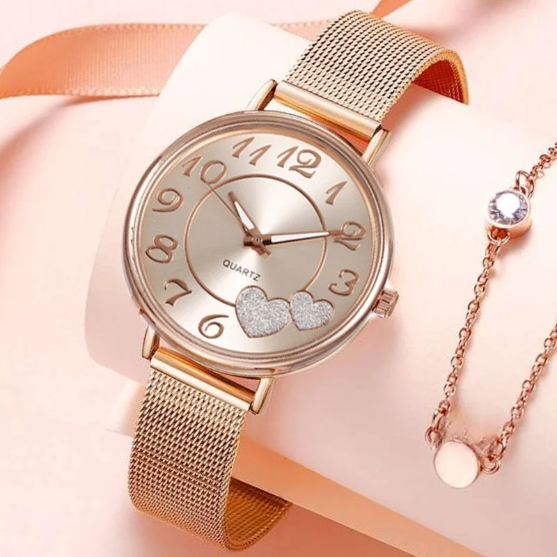 

Rose Gold Love Watch Female Simple Temperament Student Waterproof Female High-level Female Watch Luxury Watch Women