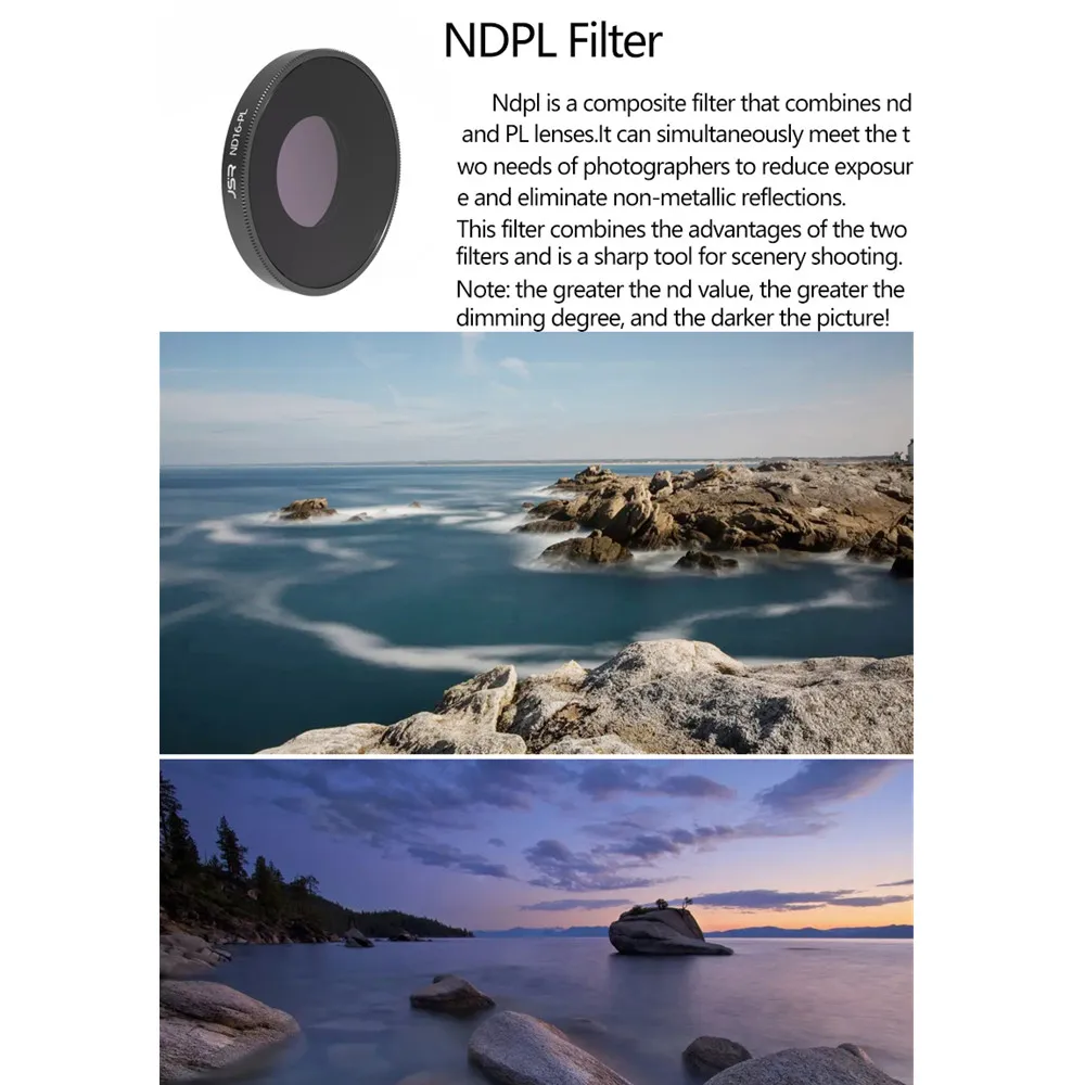 Фото Стеклянный ND-фильтр ND8, ND16, ND32, ND64, ND1000, ND8PL, ND16PL, ND32PL, ND64PL и защитная крышка для объектива камеры дрона DJI Osmo Action 3 №3