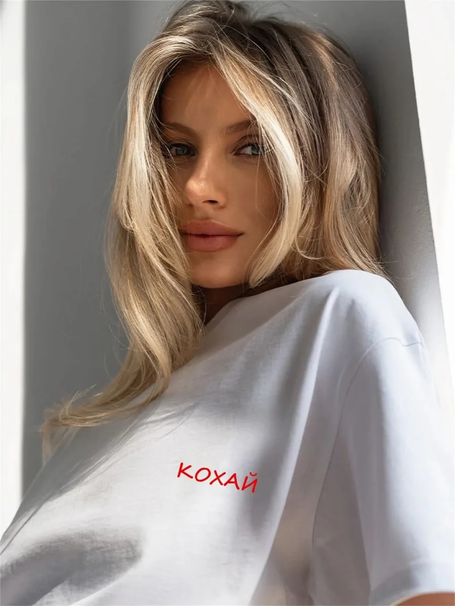 Фото Белая футболка с принтом KOHAI, женская, с текстовым принтом Love, летняя, 100% хлопок, модная футболка с открытыми плечами, крутой топ №5