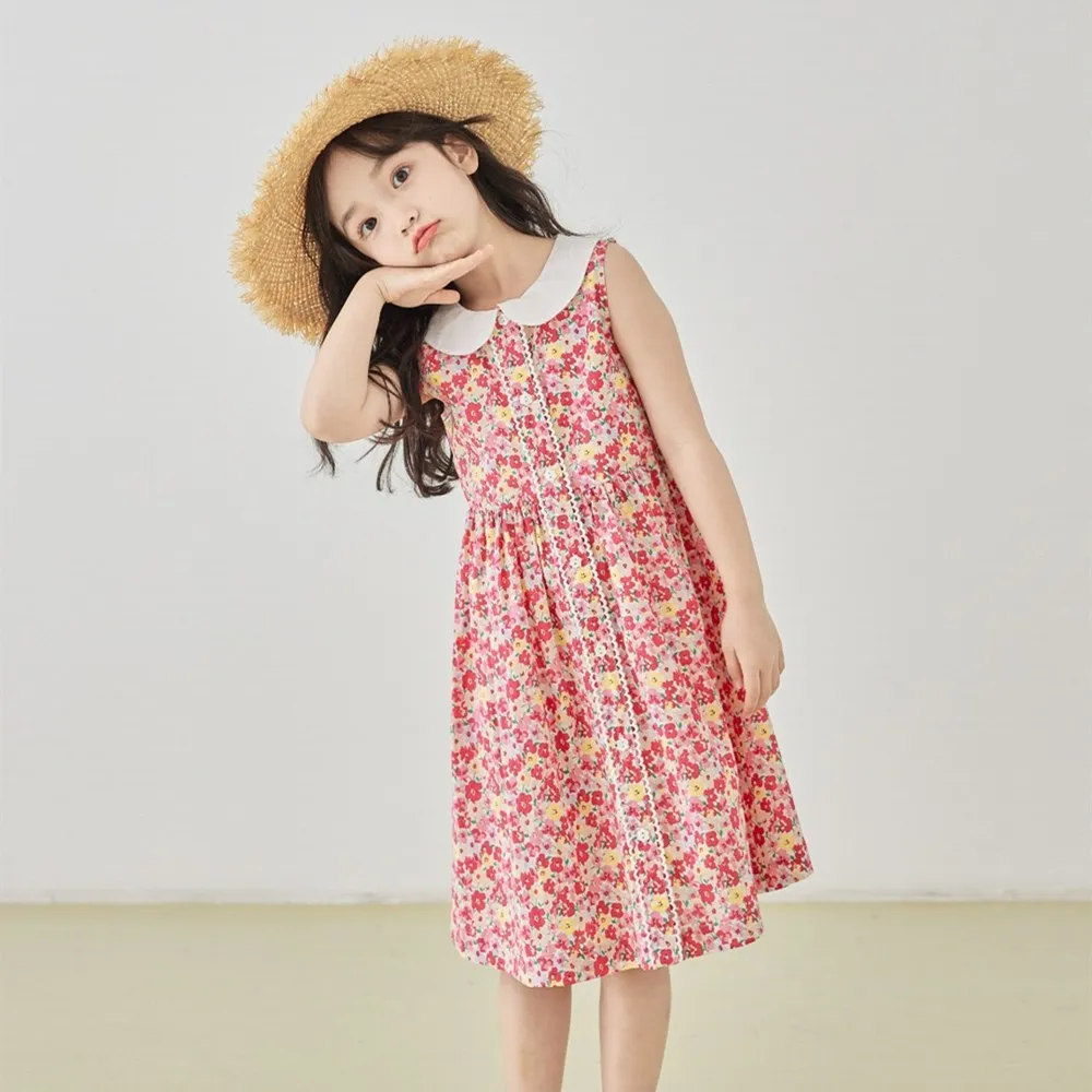 

Летнее Детское платье без рукавов с цветочным принтом