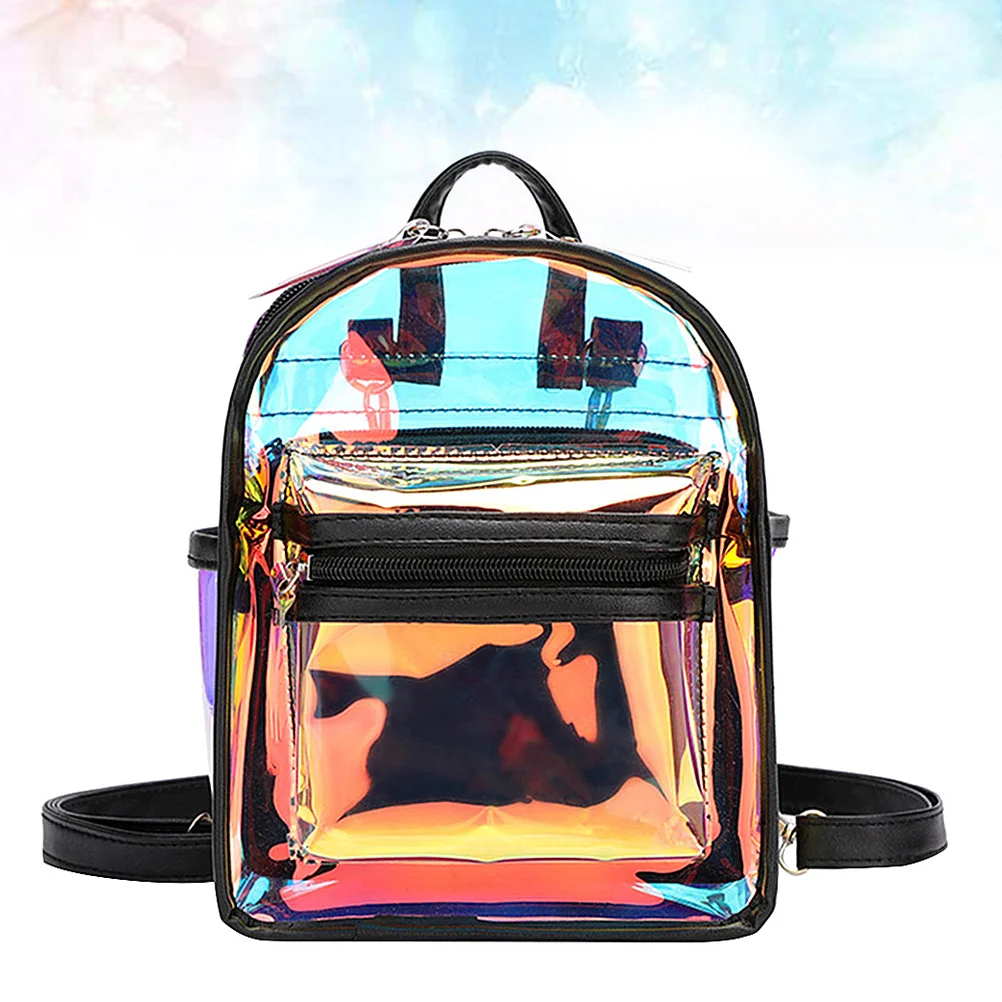

Practical Storage Bag Dazzling Backpack Suitcase Backpack Travel Clear Mini Backpack Personality Travel Bag Mini Black Backpack