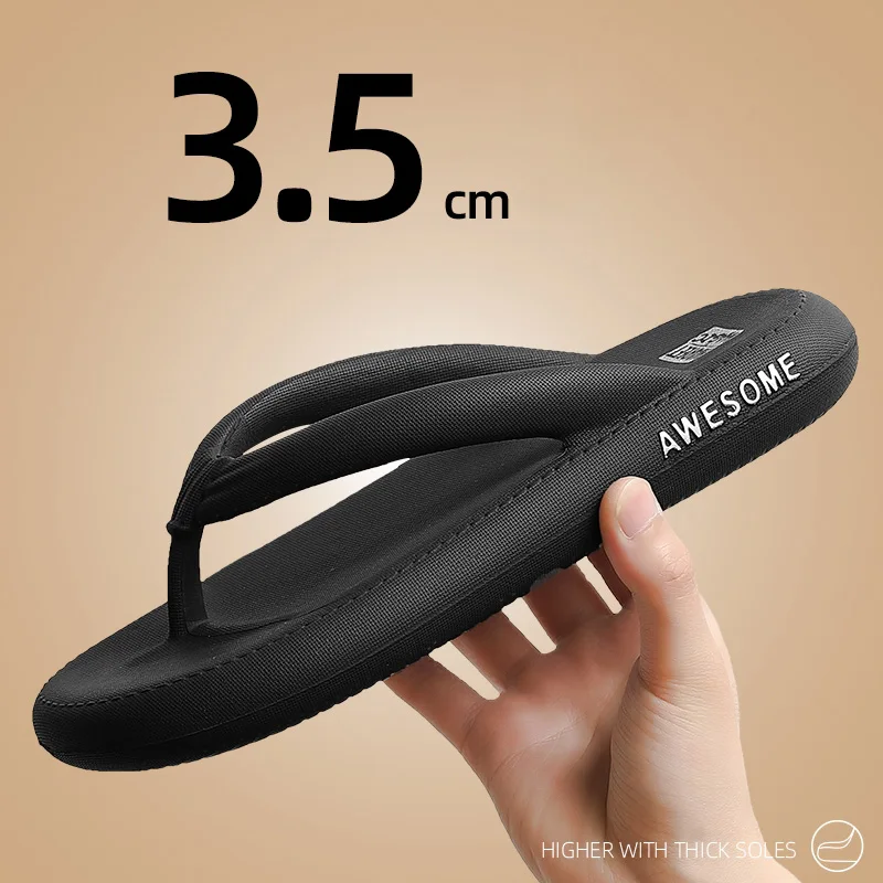 Thick Bottom Flip-Flop Thong Sandals Male Summer Beach Shoes Soft Bathroom Shoes Pillow Slides Outdoor Indoor Slippers For Women
