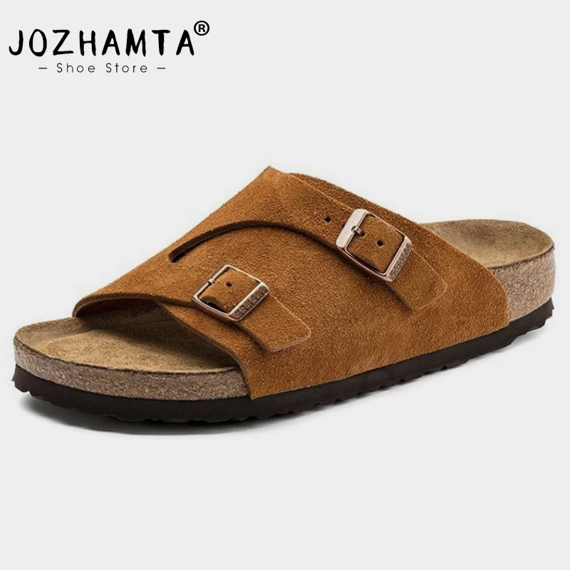 

JOZHAMTA Size 35-46 Women Flats Slippers Big Size Platform Shoes For Women Summer 2023 Home Fashion Buckle Heels Sandals Outdoor