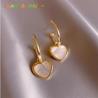 2022 new classic shell heart pendant gold drop earrings korea sweet accessories party for woman girls luxury and elegant jewelry