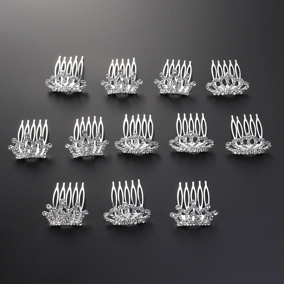 12pcs Kids Hair Comb Rhinestone Lovely Fashion Crown Head Accessory Headdress for Children Girls Kids