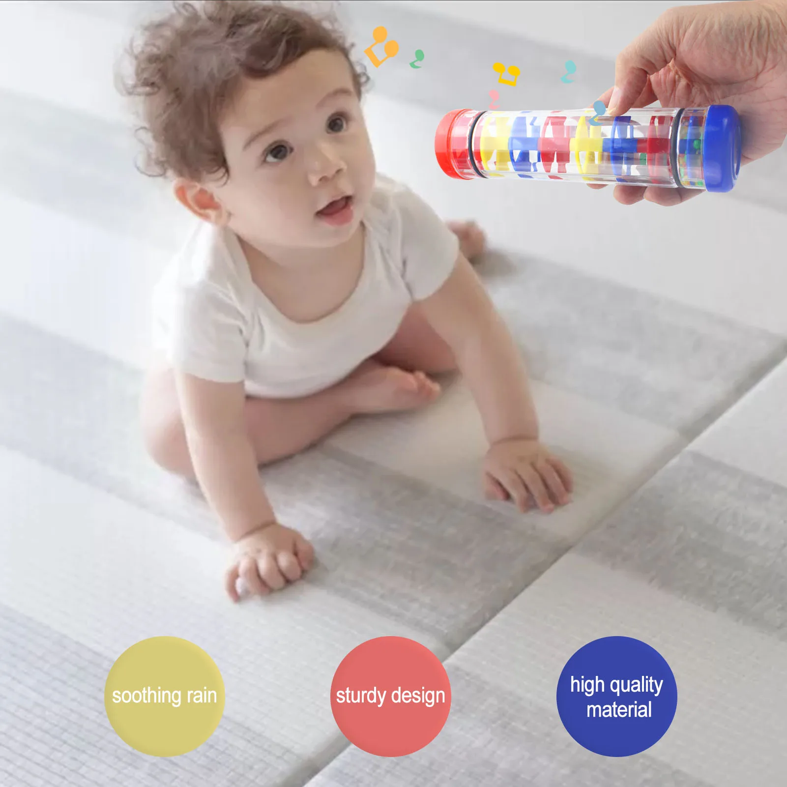 

Baby Rain Stick Rainmaker Toy Rainbow Mini Wooden Musical Shake Beaded Raindrops Rattle Rainmaker Toy For Baby Shaking Early