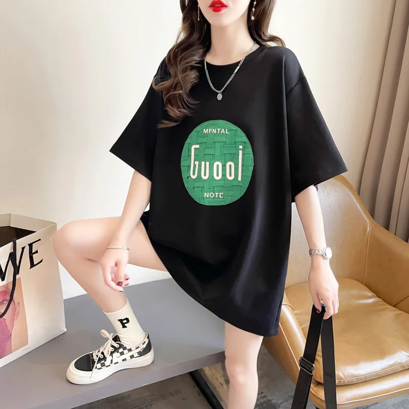 

#4315 Summer T Shirt For Girl Loose Cotton Korean Style Streetwear Tshirt Femme atchwork Womens Tee Shirts Short Sleeve Summer