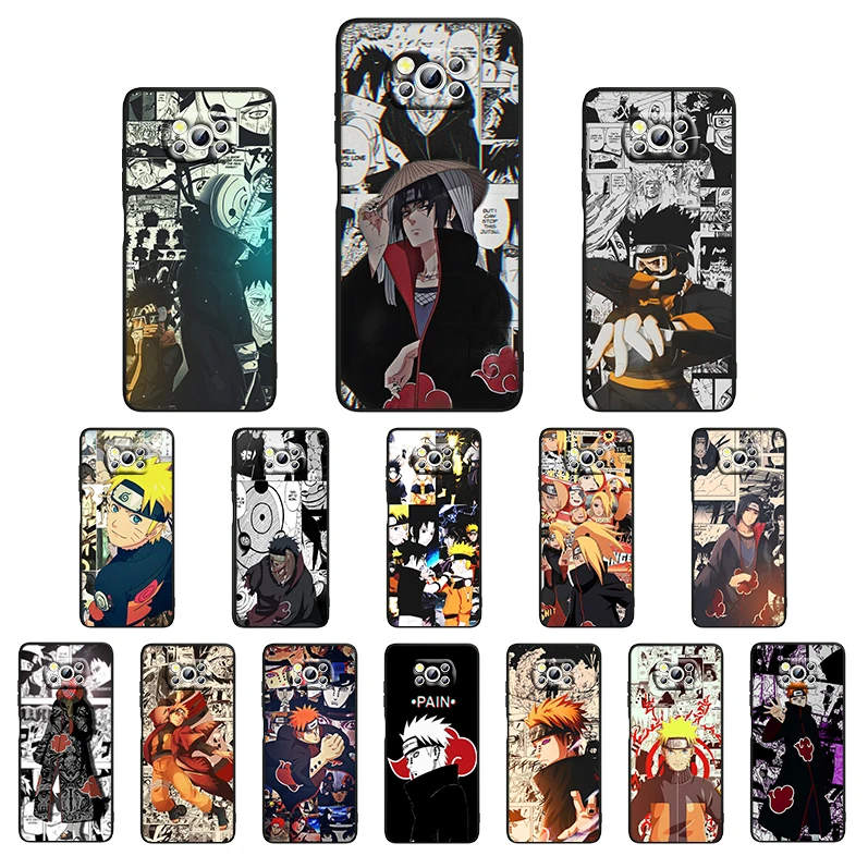 

Manga style Anime Naruto Sasuke For Xiaomi Civi Play Mix 3 A2 A1 Poco X3 NFC F3 GT M3 M2 X2 F2 Pro Black Phone Case