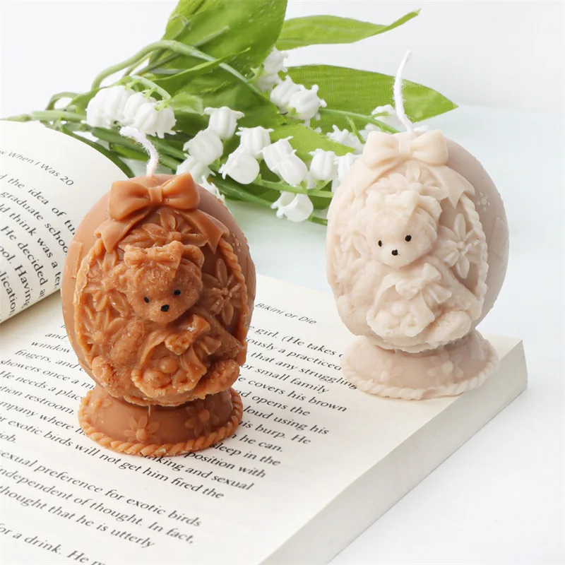 

Court Style Cute Bear Silicone Candle Mold Cartoon Daisy Bow Animal Aroma Plaster Making Supplies Holiday Home Decor Gifts