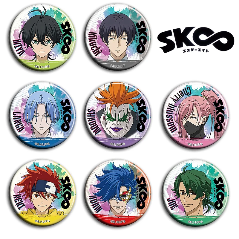 

8pcs/1lot Anime Sk8 The Infinity Langa Miya Adam Joe Figure 915 Metal Badges Round Brooch Pin Badge Bedge Gifts Kids Toy