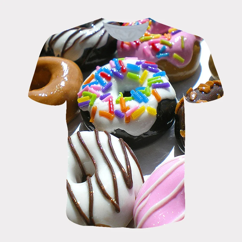 

Футболка Мужская/женская с 3D-принтом мороженого, крутая креативная рубашка с круглым вырезом и коротким рукавом, уличный Топ оверсайз, лето